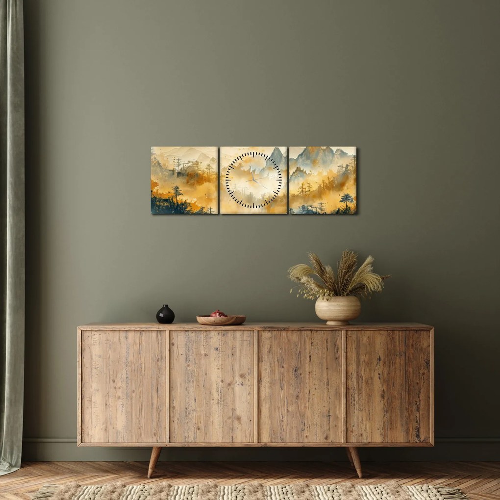 Kép - Hegyek, akvarell (órával) (90x30 cm)