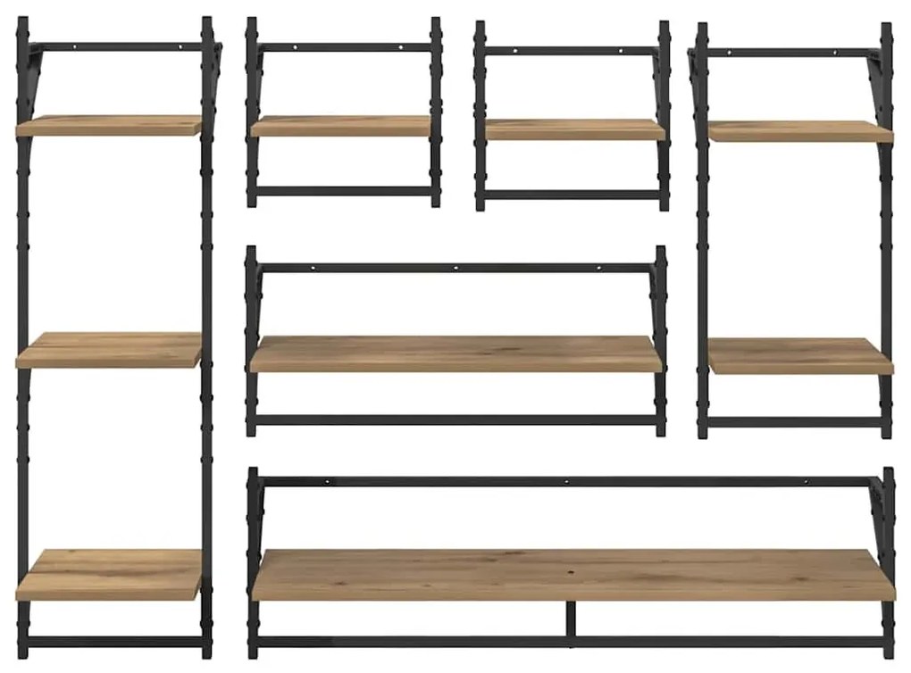 vidaXL Fali polc készlet 6 pcs Artisan tölgy 100 x 25 x 30 cm Faanyag