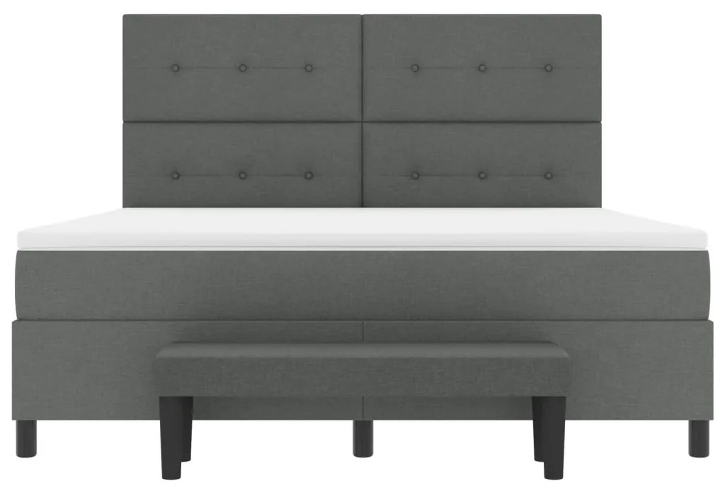 vidaXL Box Spring Ágy matraccal és paddal Sötétszürke 180x200 cm Szövet