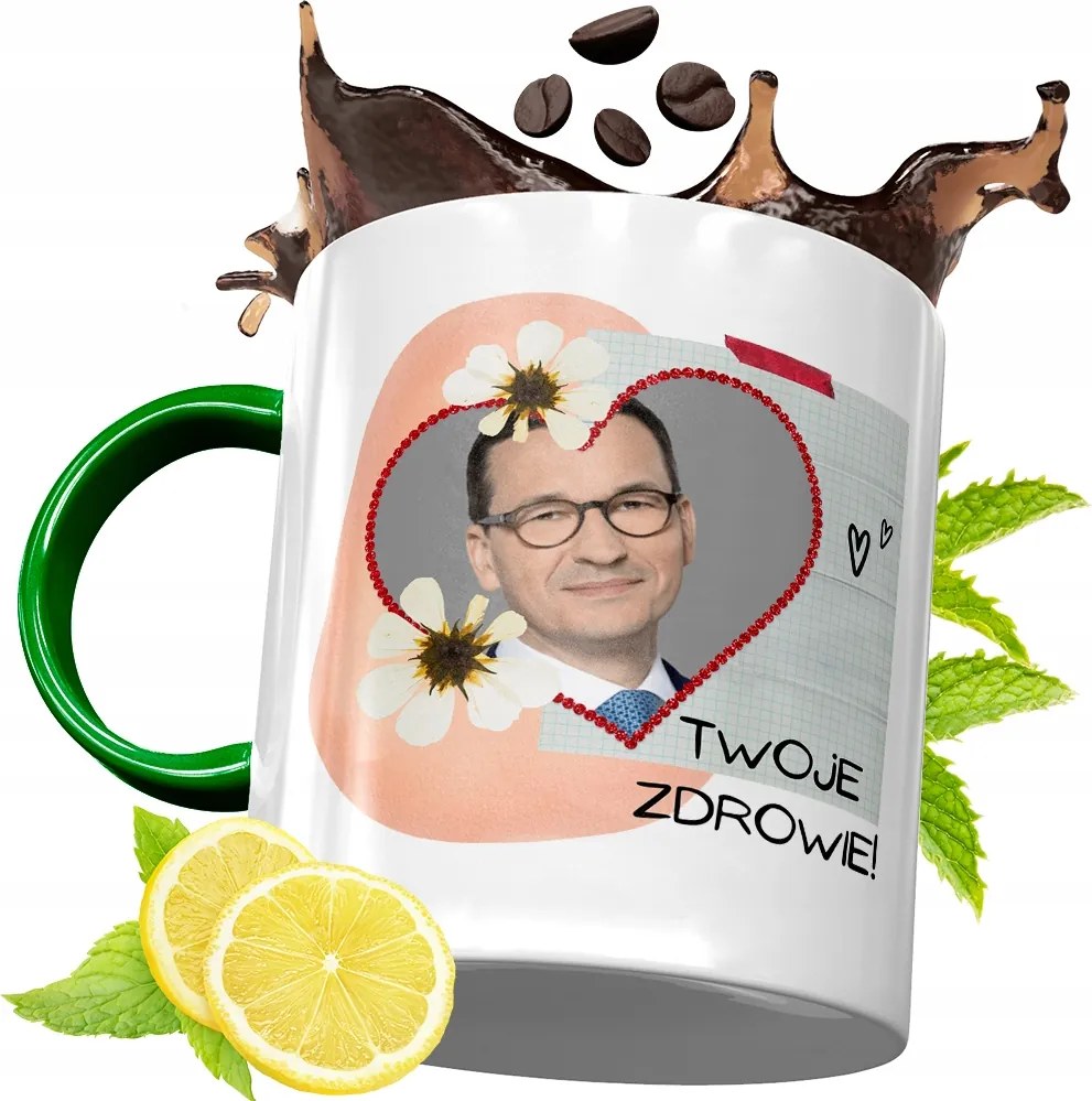 Máté Morawiecki Zöld Bögre Ajándék, fényképes nyomattal