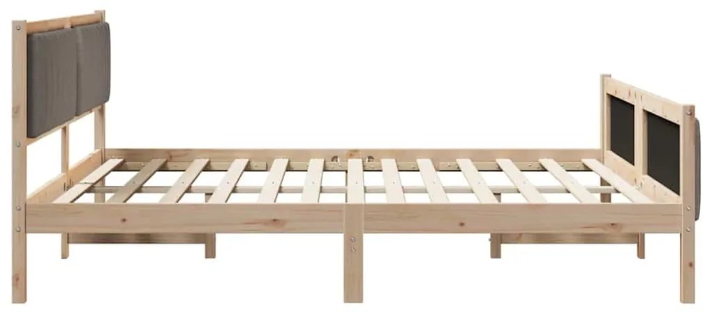 Ágykeret fejtámlával Barna és taupe 180 x 200 cm Tömör fenyőfa