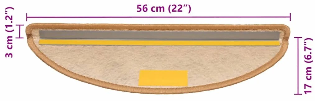 15 db szizálhatású szizálszínű öntapadó lépcsőszőnyeg 56x17x3cm