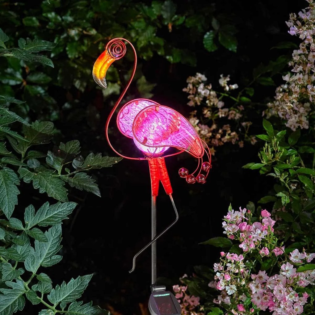 Kerti napelemes LED flamingó világítás pink 90 cm