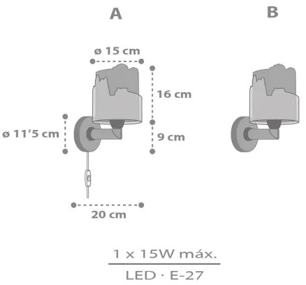 Dalber 76309 - Gyermek fali lámpa SNOOPY 1xE27/15W/230V fehér/piros