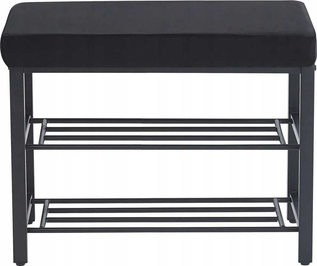 Előszoba Pad Kárpitozott Cipőspolc Loft Polc Velúr Fekete 60