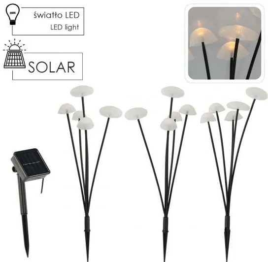 Aldotrade Szivacsok napelemes lámpa, 3 db-oskészlet, magasság 43cm, 15 LED, meleg fehér
