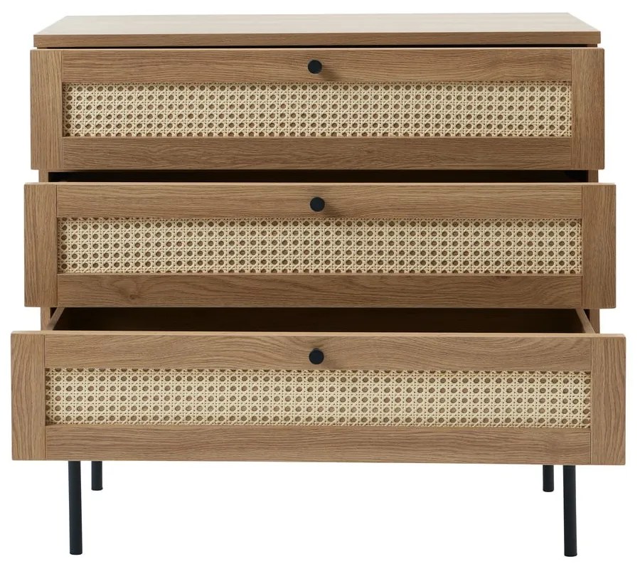 Natúr színű alacsony komód tölgyfa dekorral 80x75 cm Pensacola – Unique Furniture