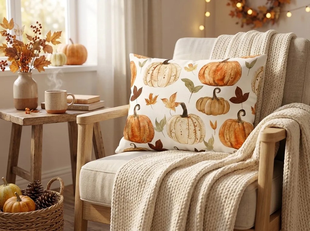 Flanel párnahuzat PUMPKINS & STRIPES 50x70 cm, színes kivitel