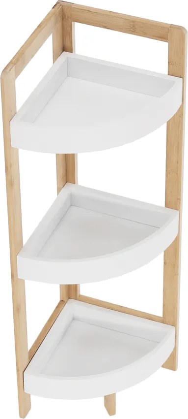 Sarokpolc, fehér/természetes bambusz, FONG