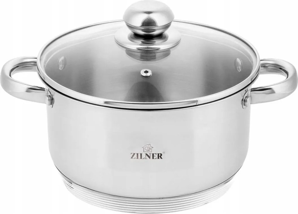 Acél Fazék Fedővel Ezüst 22CM 4,2L Zilner