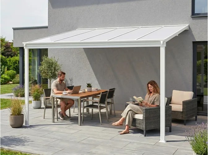 alumínium pergola LANITPLAST WALL 33 fehér + opal PC LG2119