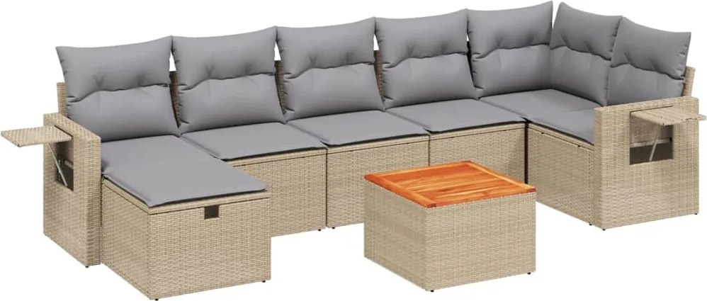 vidaXL 8 részes vegyes bézs polyrattan kerti ülőgarnitúra párnákkal