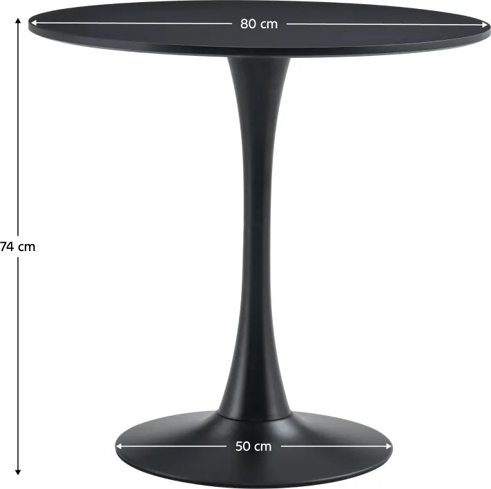 Étkezőasztal, fekete, átmérő 80 cm, REVENTON NEW