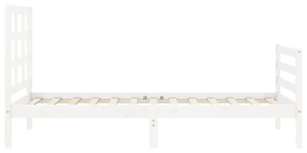 fehér tömör fa ágykeret fejtámlával 90 x 200 cm