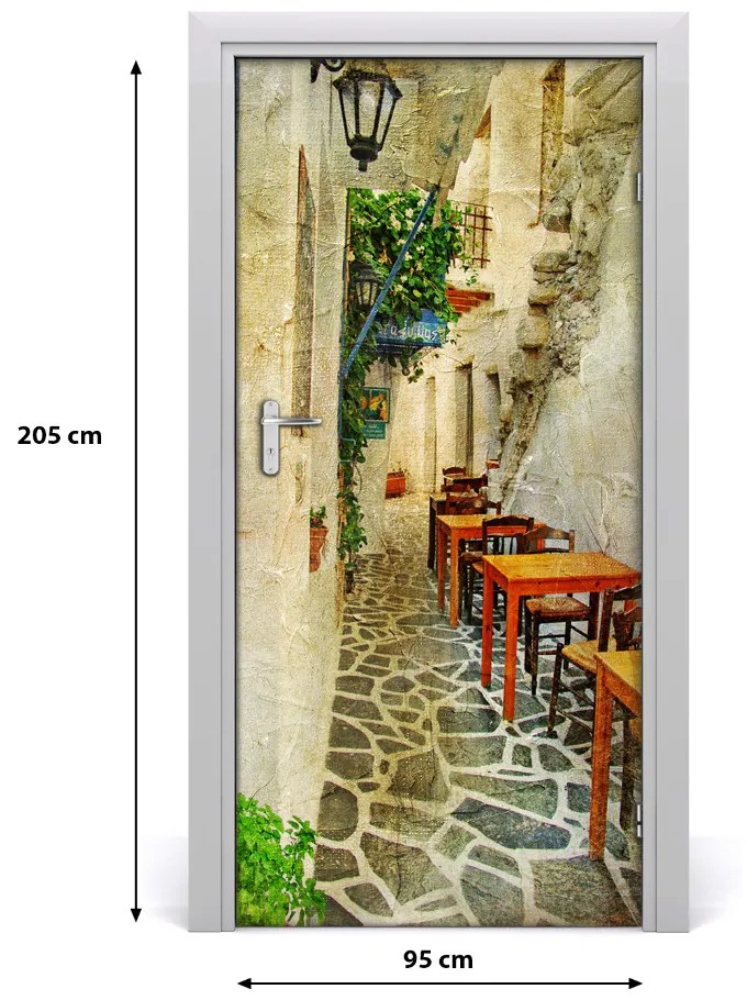 Poszter tapéta ajtóra görög taverna 95x205 cm