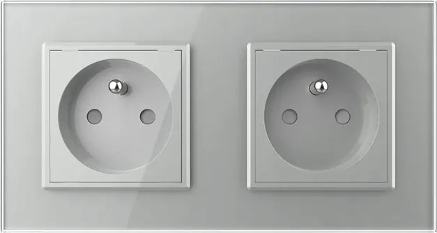 Kontakt Elektromos Aljzat Tűvel Vízszintes Üveg FI60 Dupla Ezüst