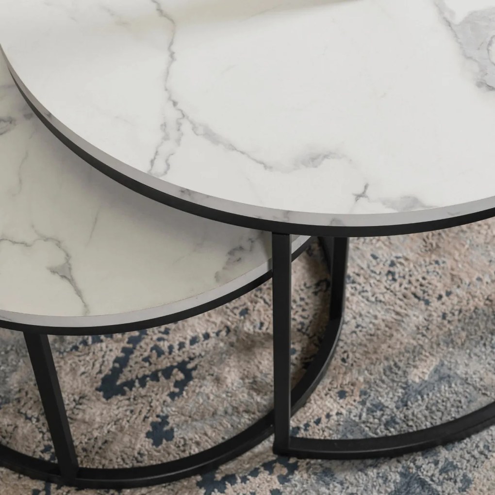 Dohányzóasztal Szett, Fehér Márvány DAFNE MAX