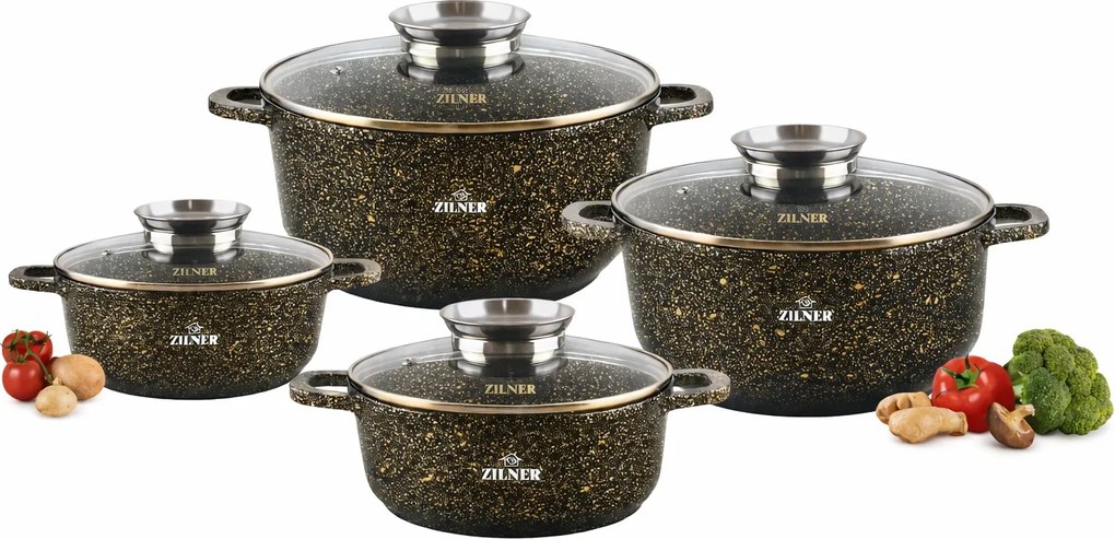 Edénykészlet kerámia-márvány bevonattal 8db-os indukciós