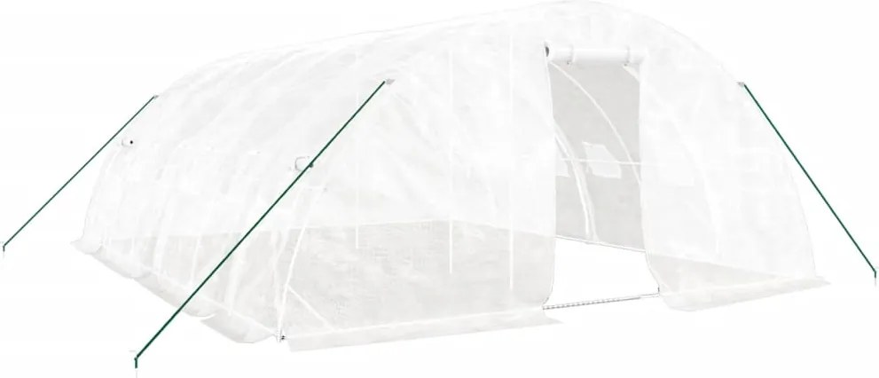 vidaXL fehér acélvázas melegház 30 m² 6 x 5 x 2,3 m
