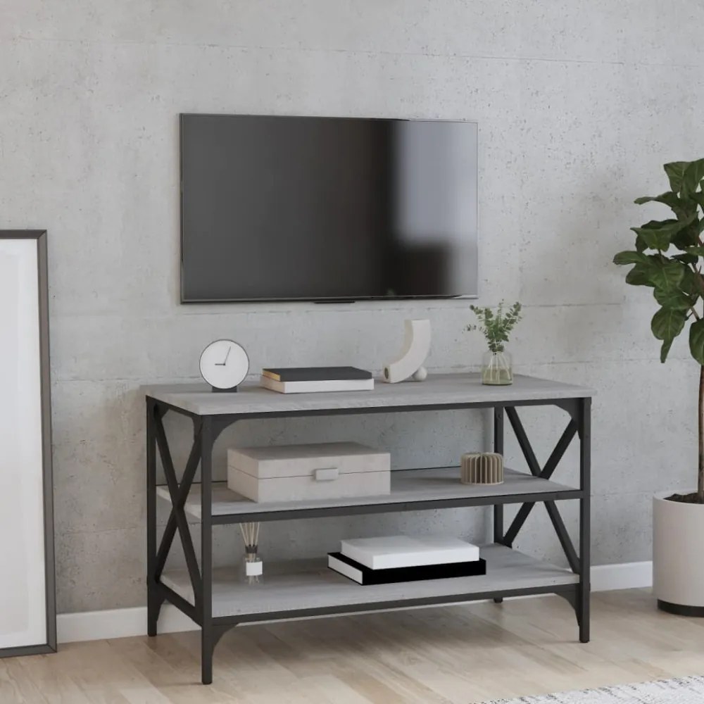 szürke sonoma színű szerelt fa TV-szekrény 80x40x50 cm