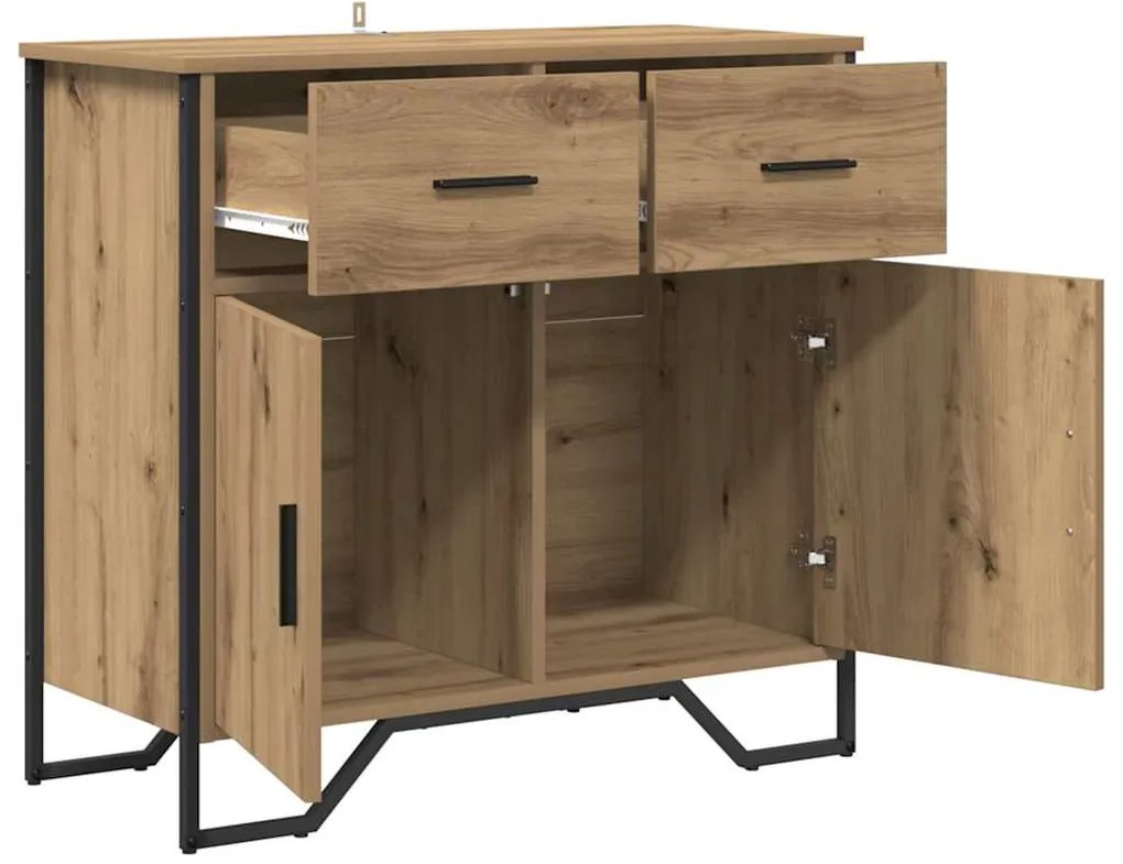 Széf fiókkal kézműves tölgy 79.5 x 35.5 x 74.5 cm Faanyag