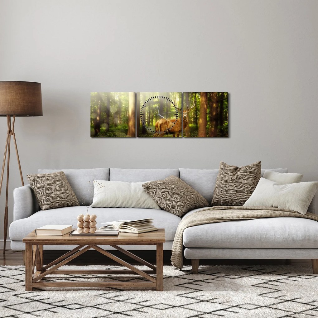Kép egy szarvas az erdőben (órával) (90x30 cm)