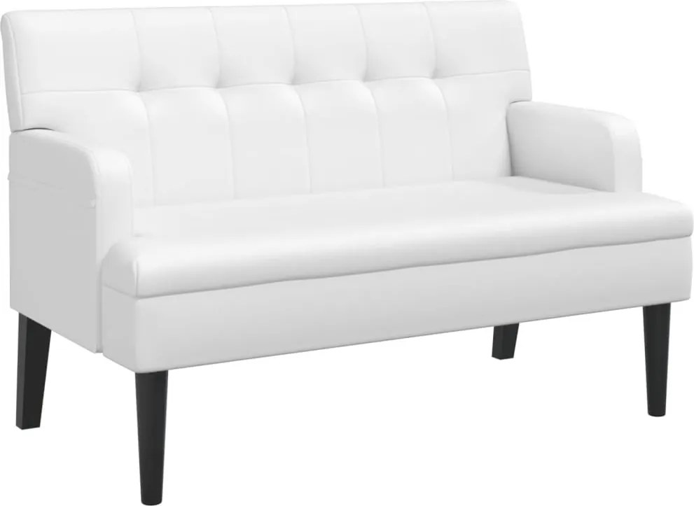 vidaXL fehér műbőr pad háttámlával 112x65,5x75 cm
