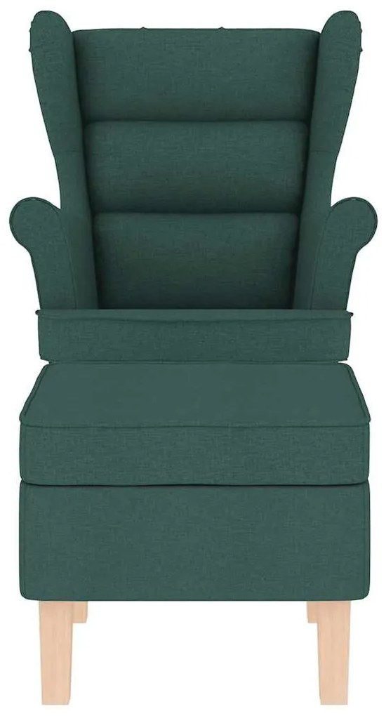 sötétzöld szövet hintaszék lábtartóval