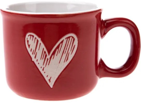 6 darabos kerámia bögrés szett Srdíčko I, 90 ml,piros