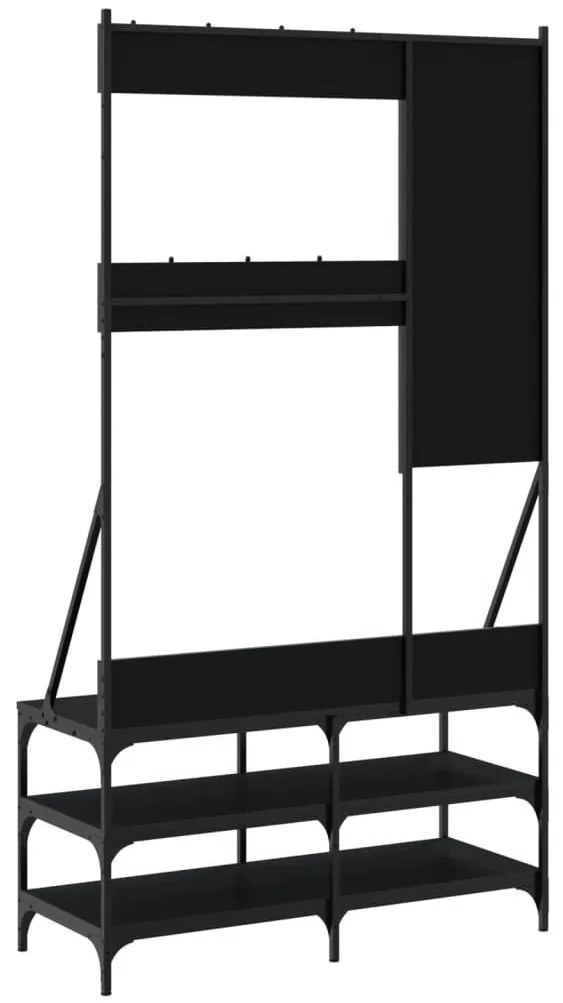 fekete ruhafogas cipőpolccal 100x40x184 cm