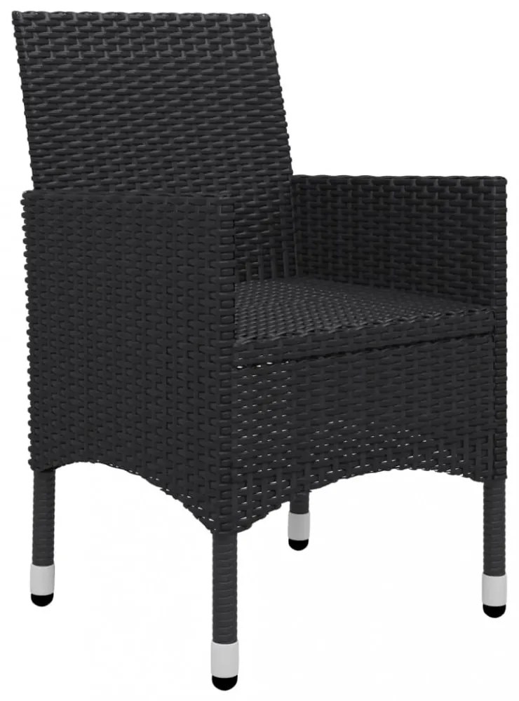 9 részes fekete polyrattan és üveg kerti étkezőgarnitúra