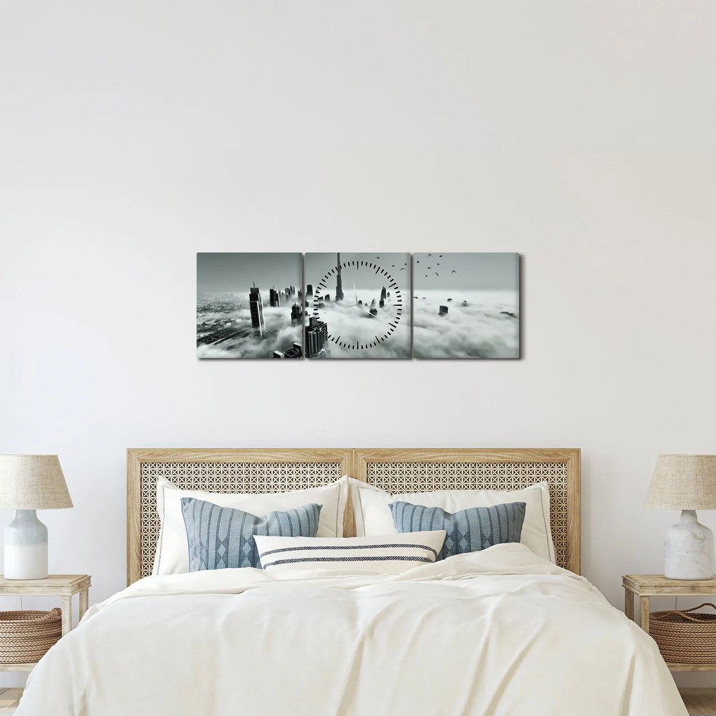 Kép - Felhőkarcolók Dubaiban (órával) (90x30 cm)