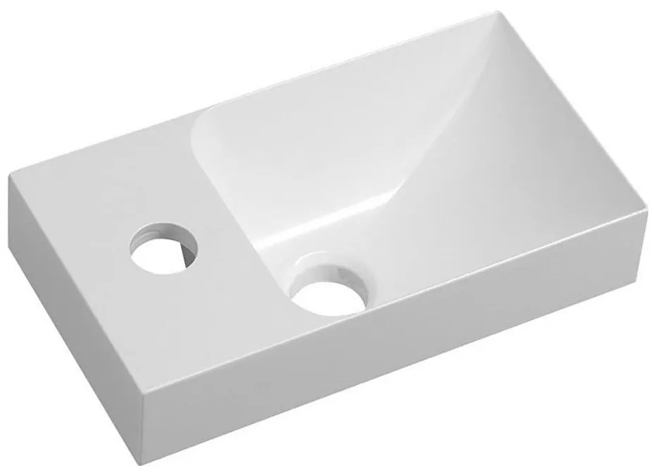 Sapho - Falra szerelhető mosdó PICCOLINO 31x17 cm balos/öntött márvány/fehér