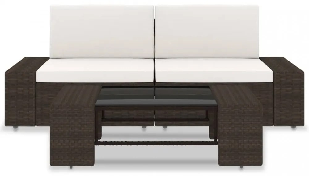 3 részes barna polyrattan kerti ülőgarnitúra
