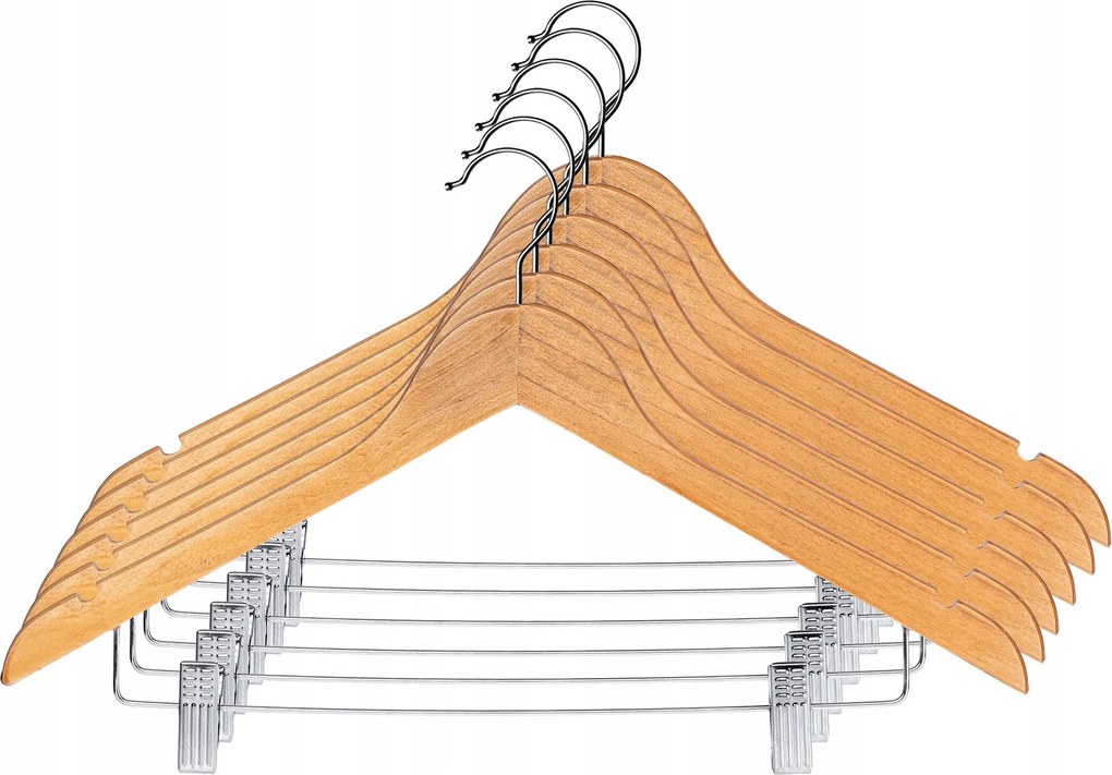 Ruhaakasztó Kabátok Fa Akasztók Ruhacsipeszekkel 6 db