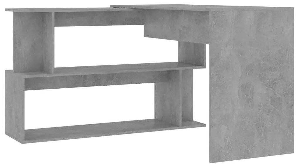 Betonszürke szerelt fa sarokasztal 200 x 50 x 76 cm