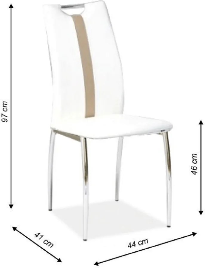 Szék, fehér/bézs, textilbőr/króm, SIGNA