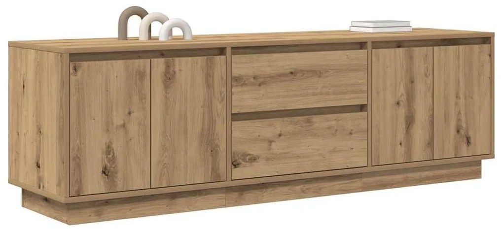 kézműves tölgy színű TV-szekrény LED-lámpákkal 160,5x41x50 cm