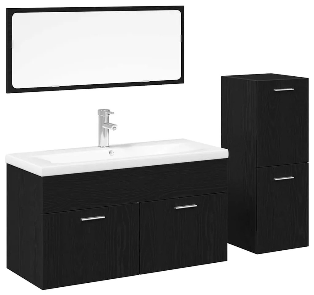 Fürdőszobai Bútor Szett 4 pcs Fekete tölgy 90 x 38,5 x 50 cm