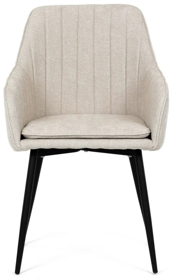 Scaun de sufragerie elegant, stofă bej, metal negru