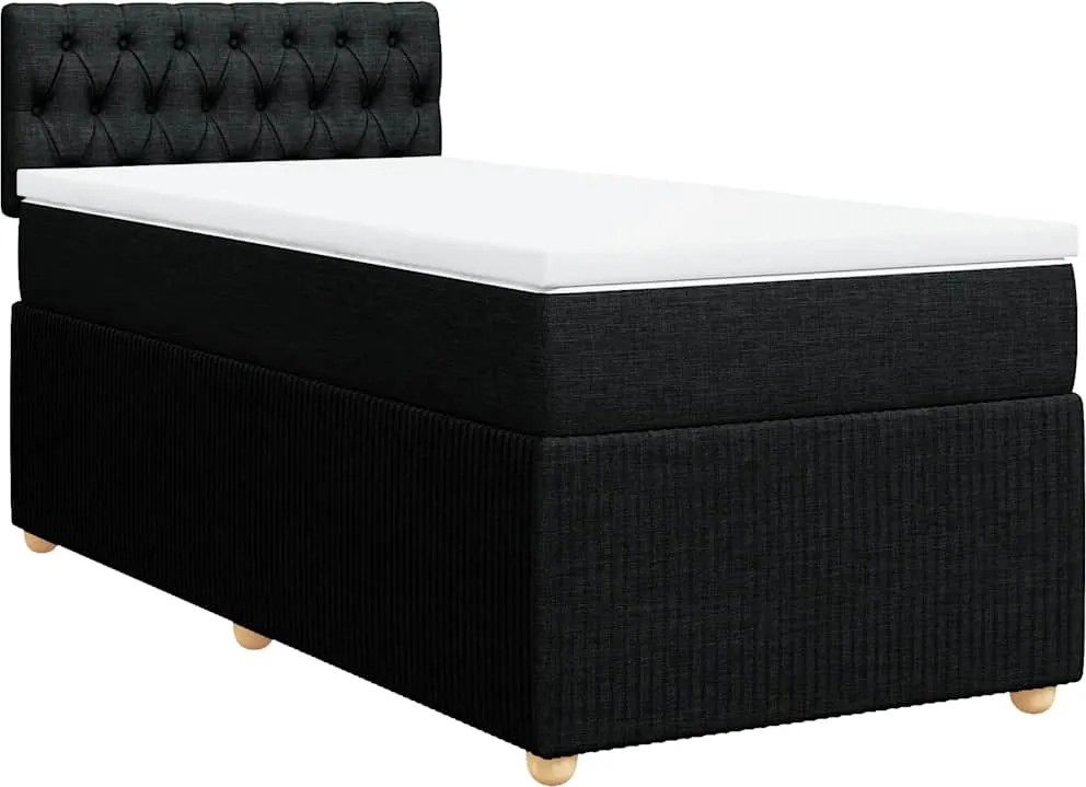 vidaXL fekete szövet rugós ágy matraccal 90x190 cm