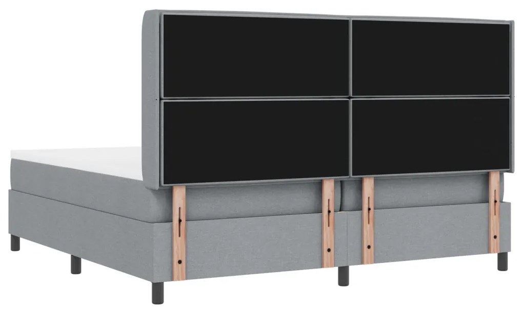 Boxspring Ágy Matrac &amp; LED Világosszürke 200x200 cm Szövet