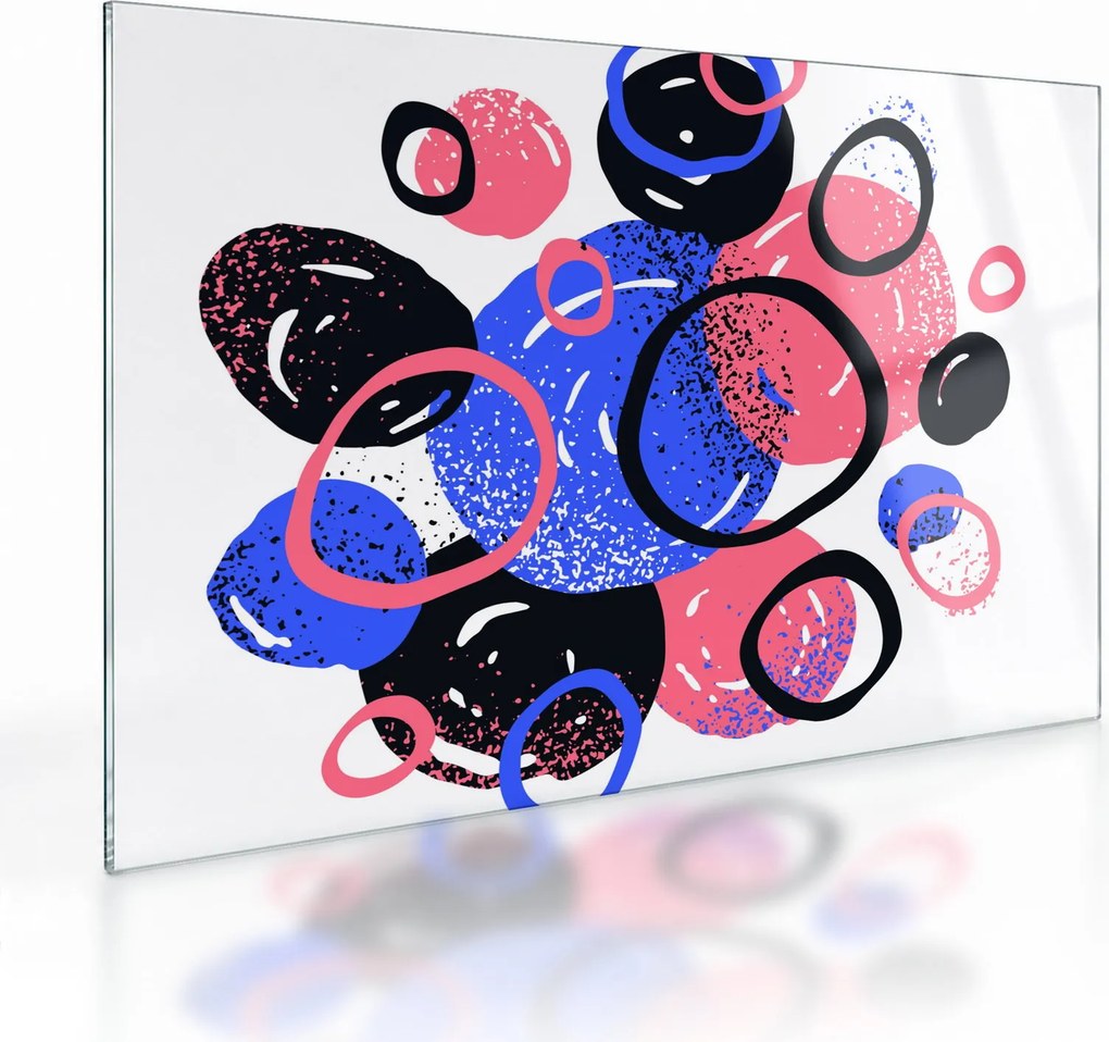 Kép - Motívum élénk színű körökkel (üvegen) (70x50 cm)