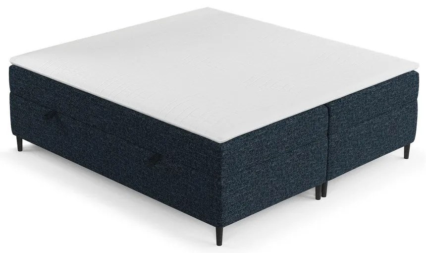 Sötétkék ágyneműtartós boxspring ágy 200x200 cm Araya – Maison de Rêve