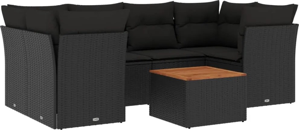 vidaXL 7 részes fekete polyrattan kerti ülőgarnitúra párnával