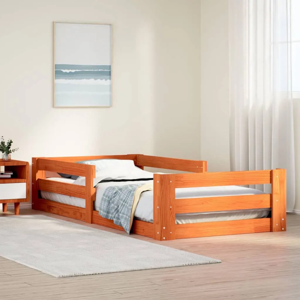 viaszbarna tömör fenyőfa ágy matrac nélkül 80x160 cm