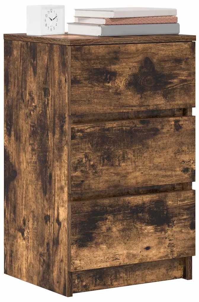 Füstölt tölgy éjjeliszekrény 3 fiókkal 39x35x65 cm