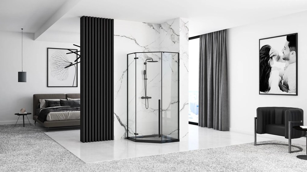 Zuhanytálca Diamond black 90x90