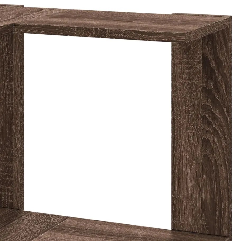 5 szintes barna tölgy szerelt fa sarok könyvespolc 50x50x179 cm