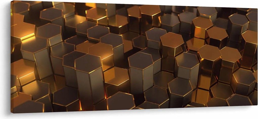 Kép - bronz hatszögek (120x50 cm)